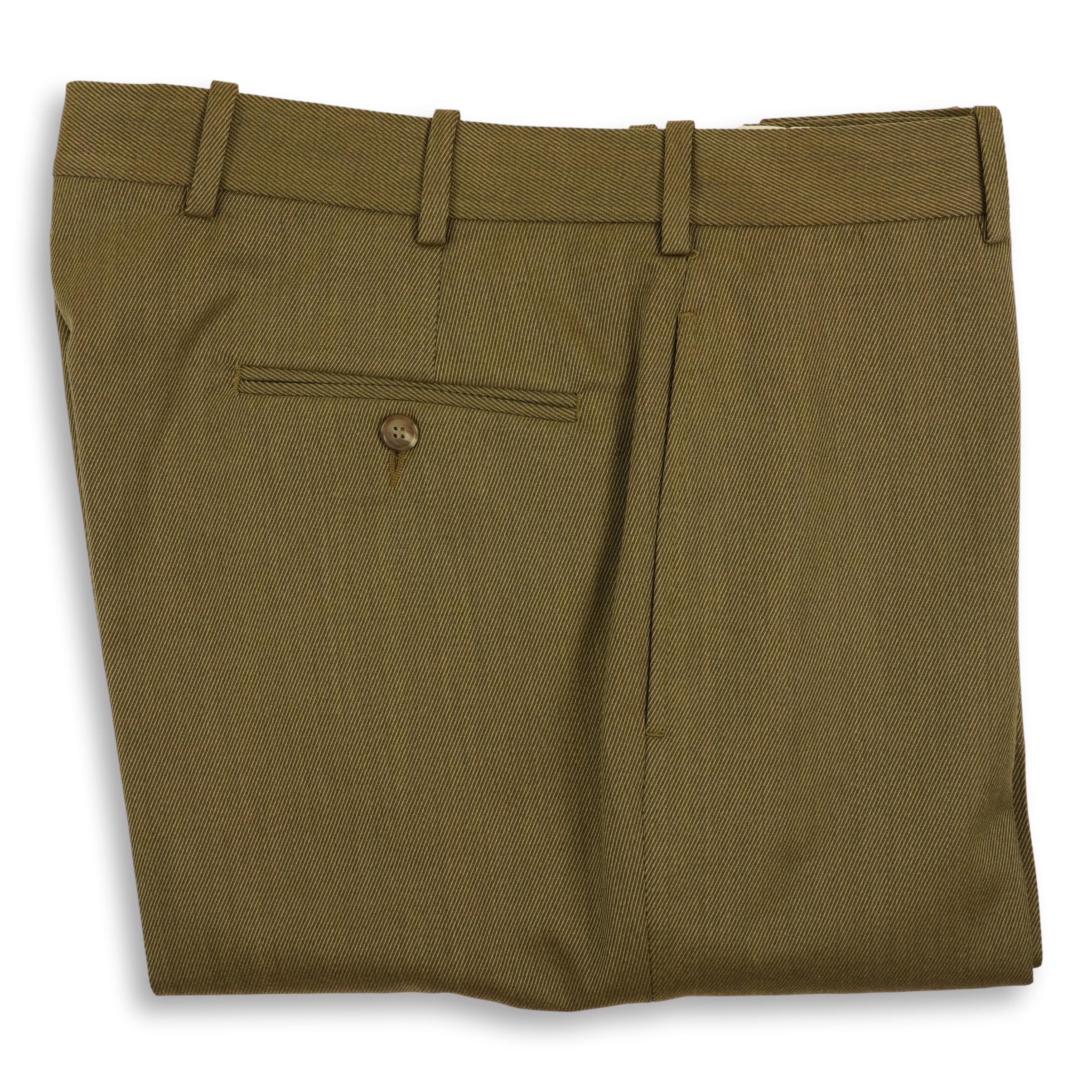 Taupe Twill Plain Front Trousers