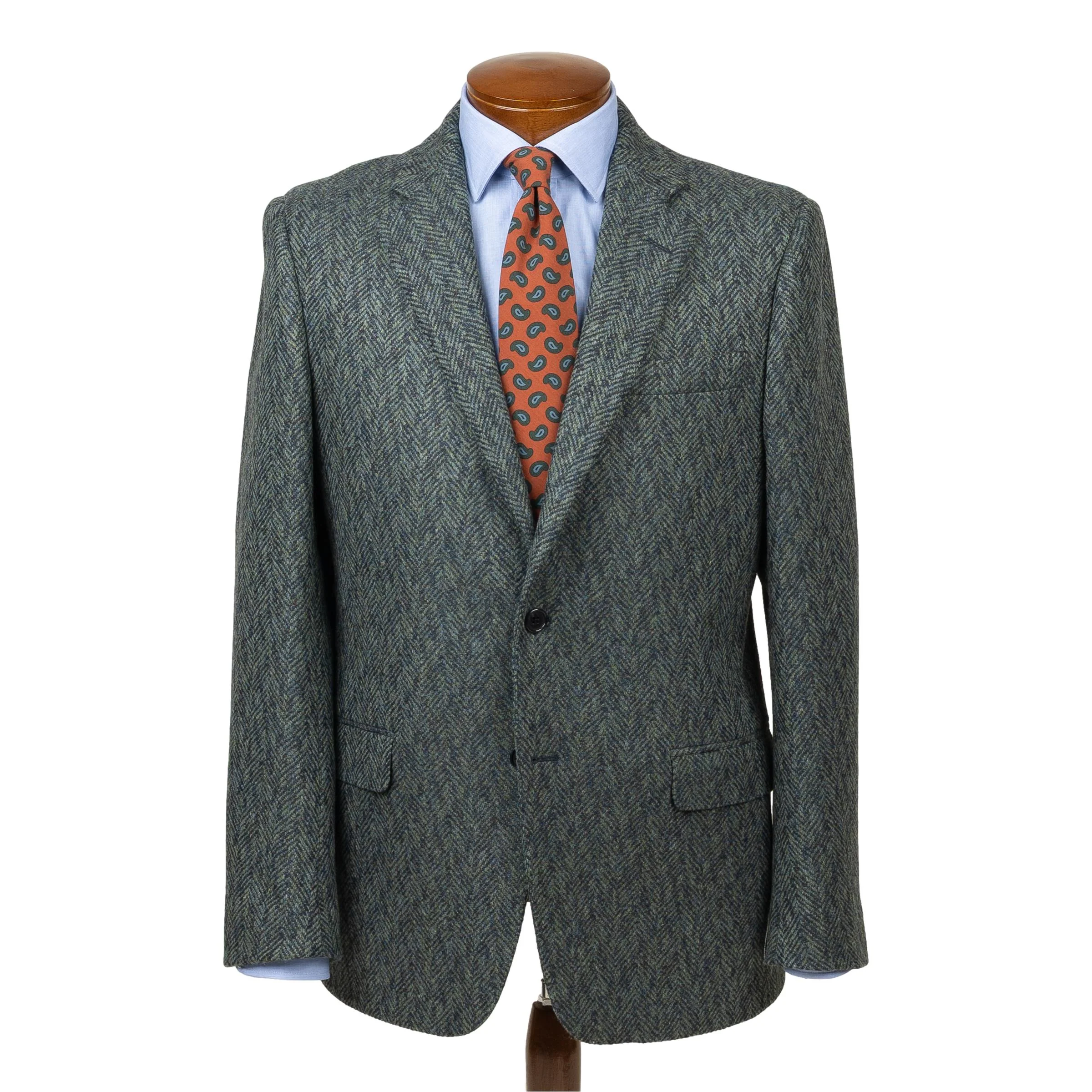 Teal Featherbone Tweed Sport Coat