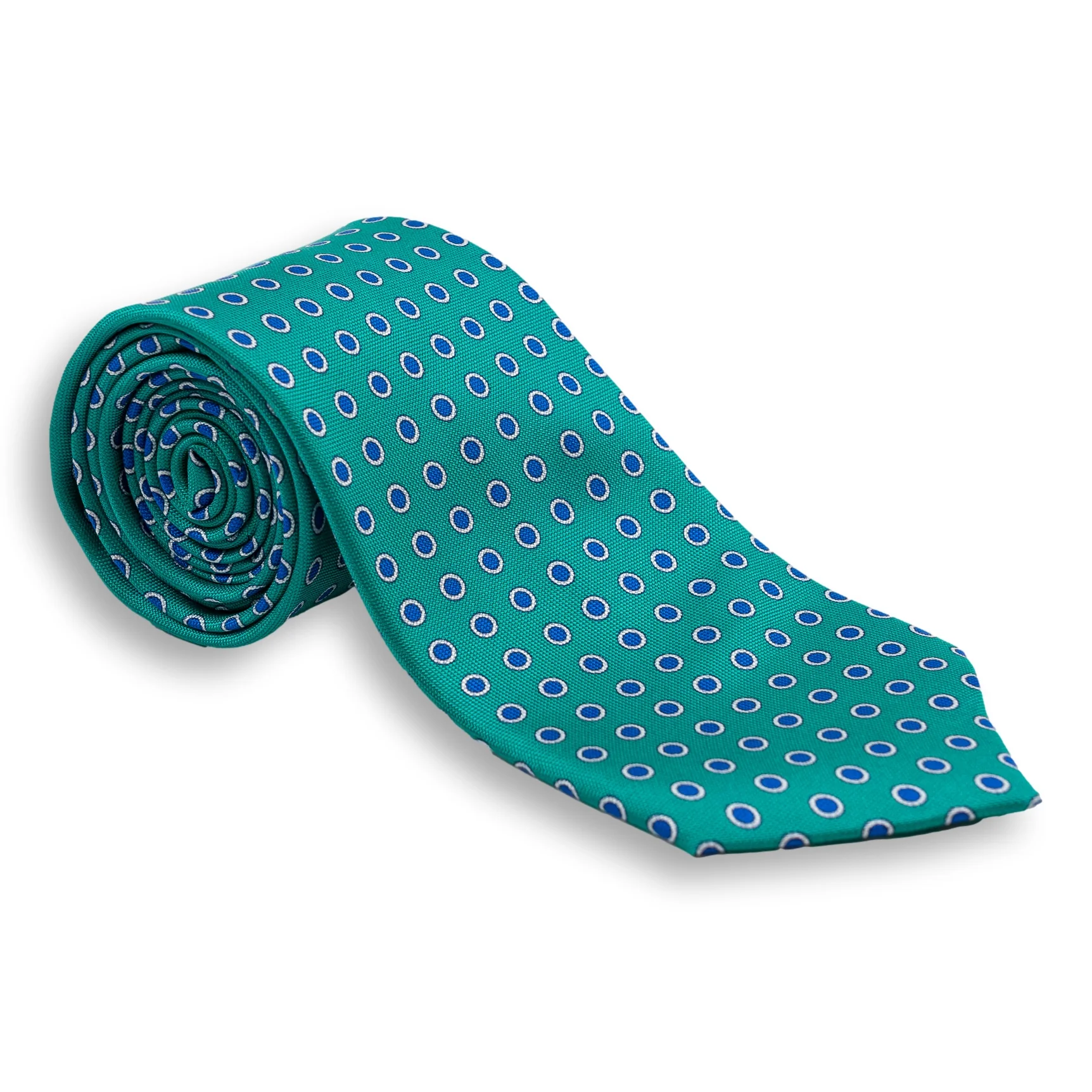 White Bordered Dot Silk Tie - Image 6