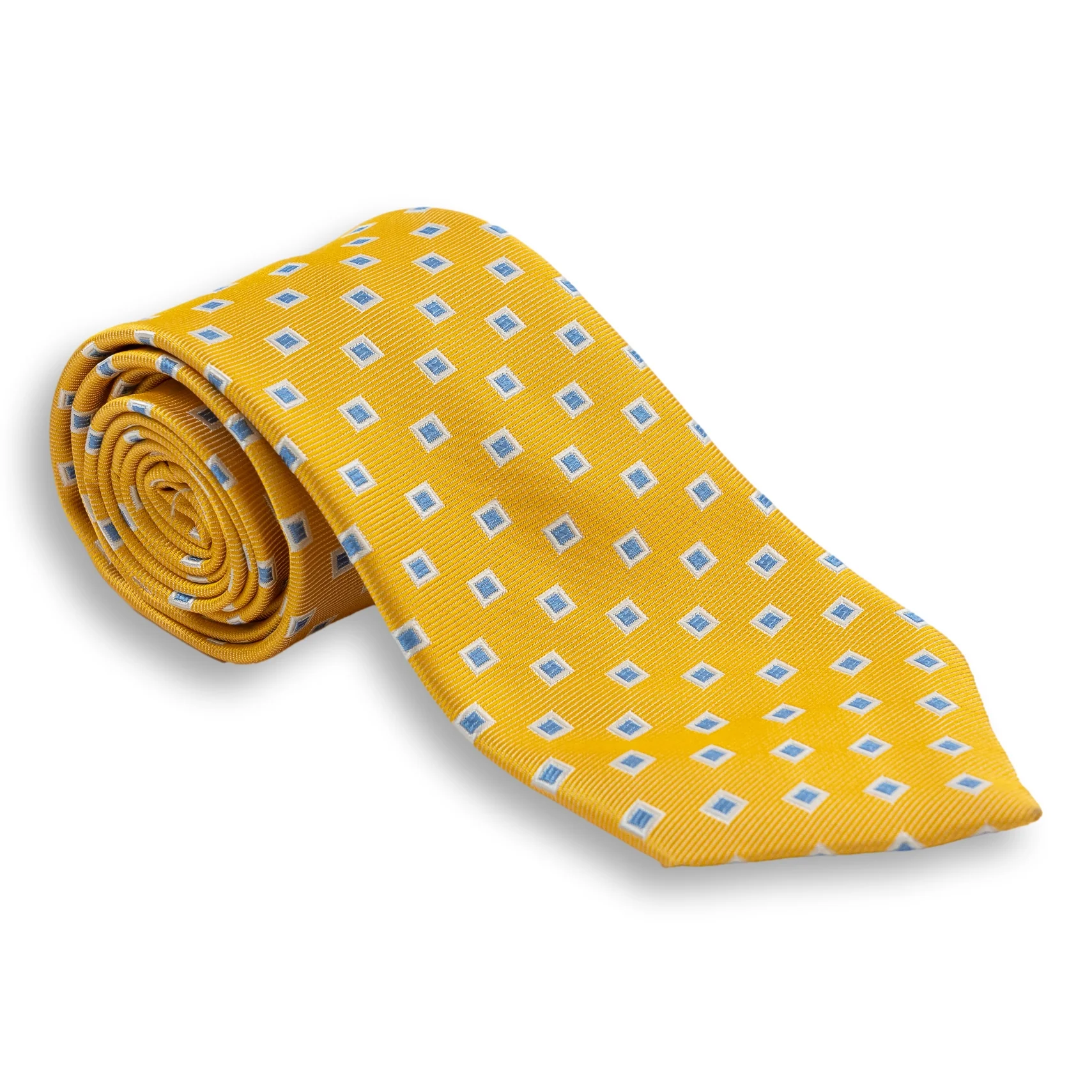 White Bordered Square Woven Silk Tie - Image 2
