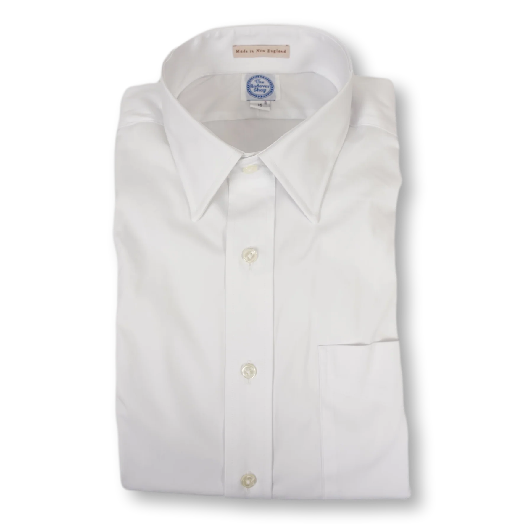 White Broadcloth Spread Collar Dress Shirt