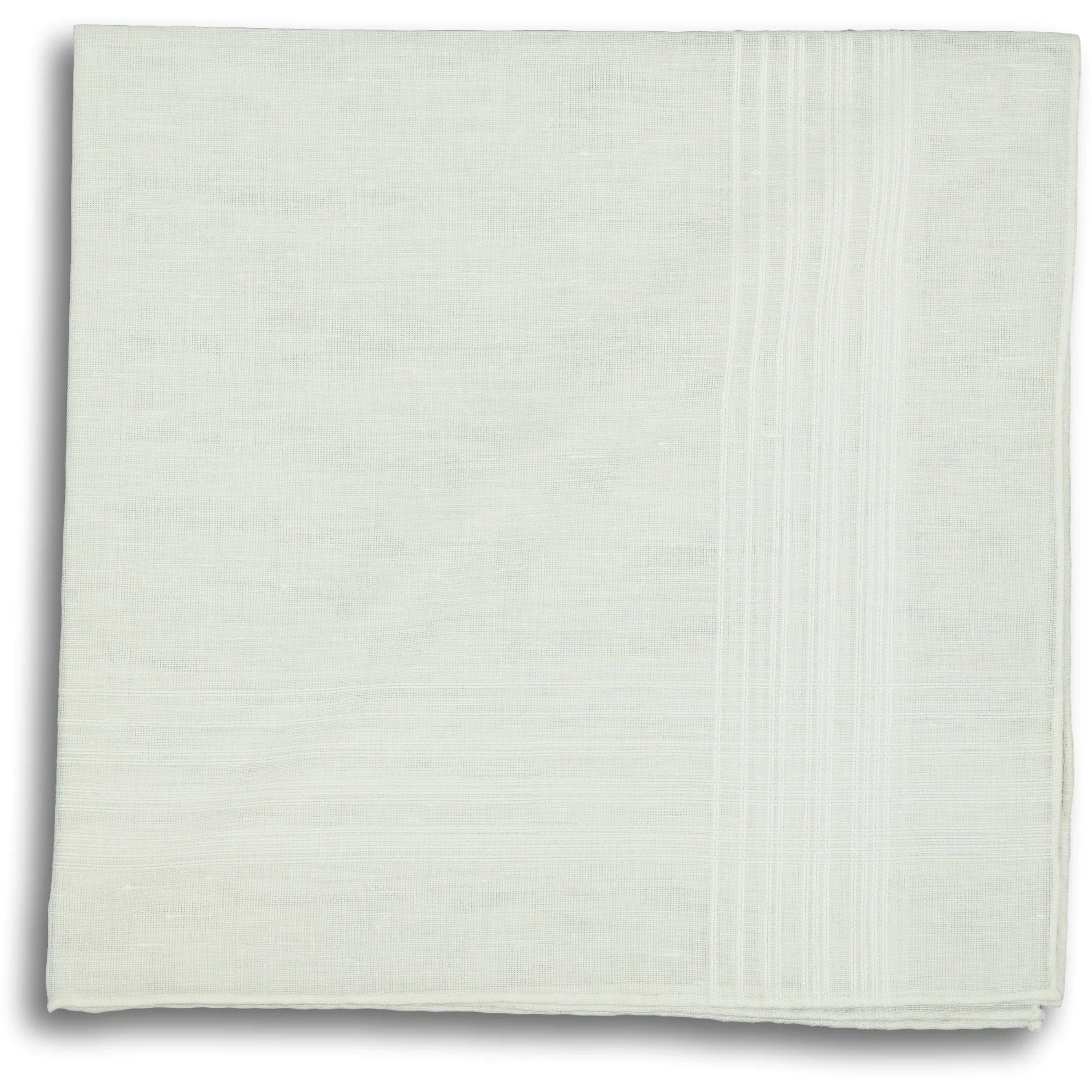 White Cotton Pocket Square with Stitched Striped Border