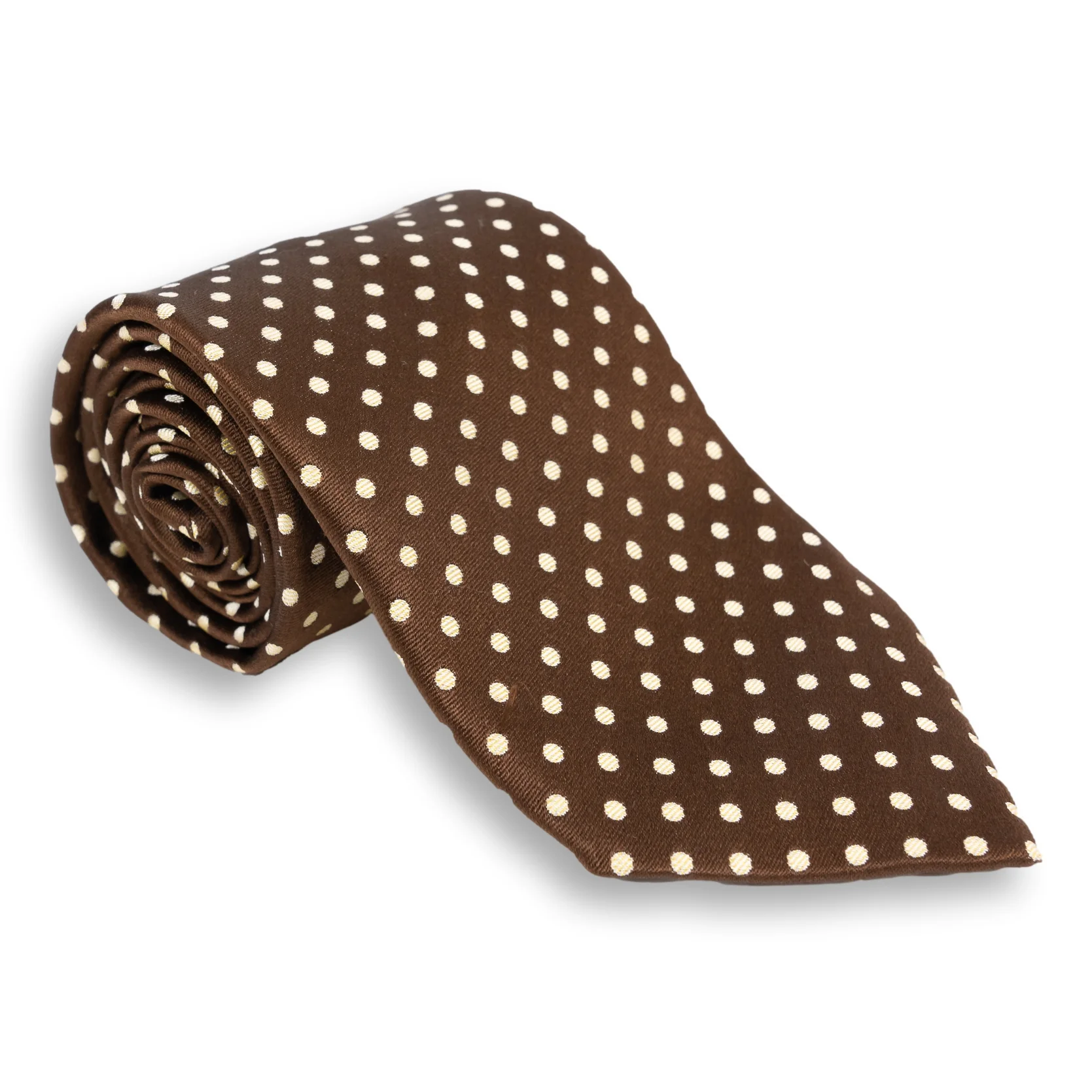 White Dot Woven Silk Tie - Image 2