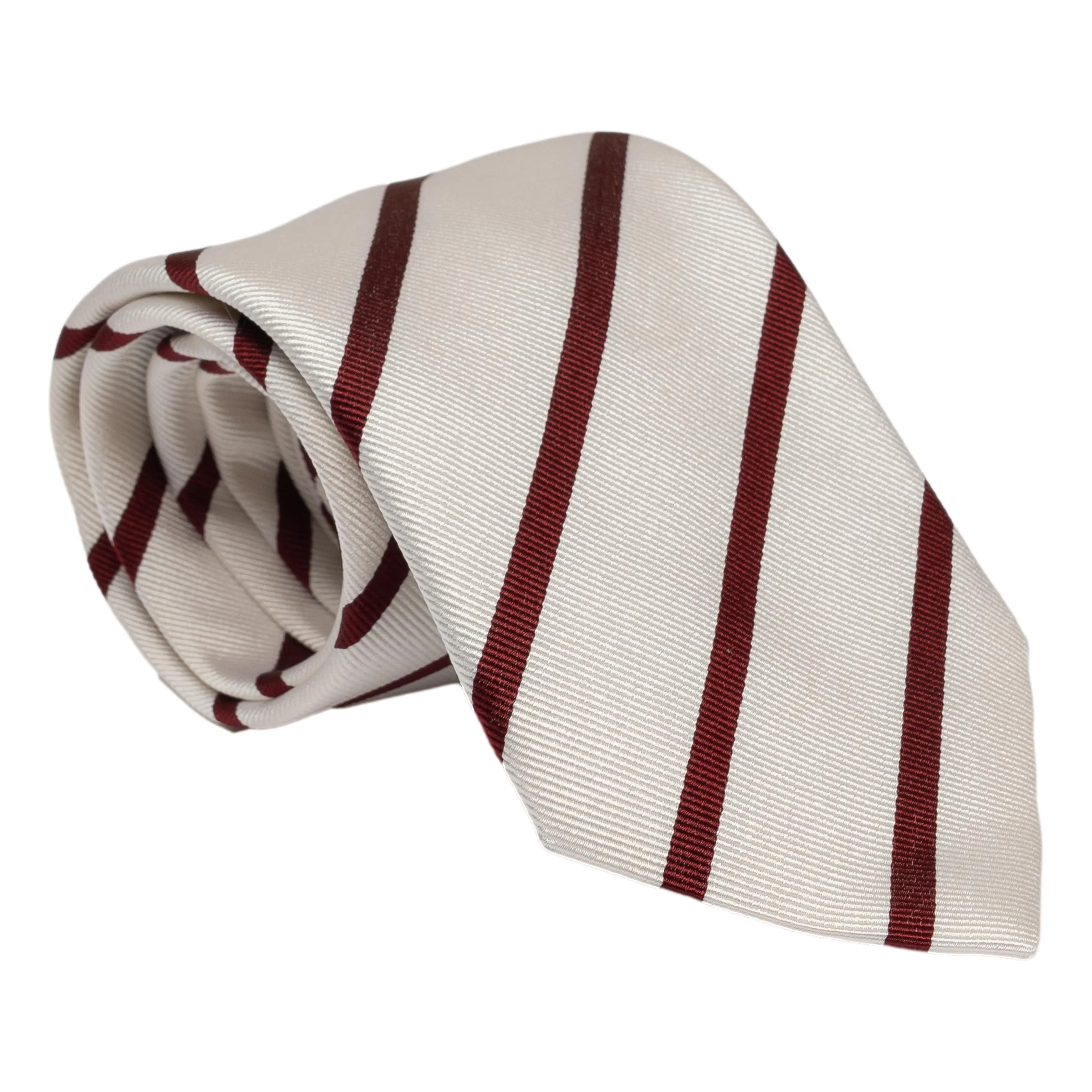 White Ground Repp Stripe Silk Tie