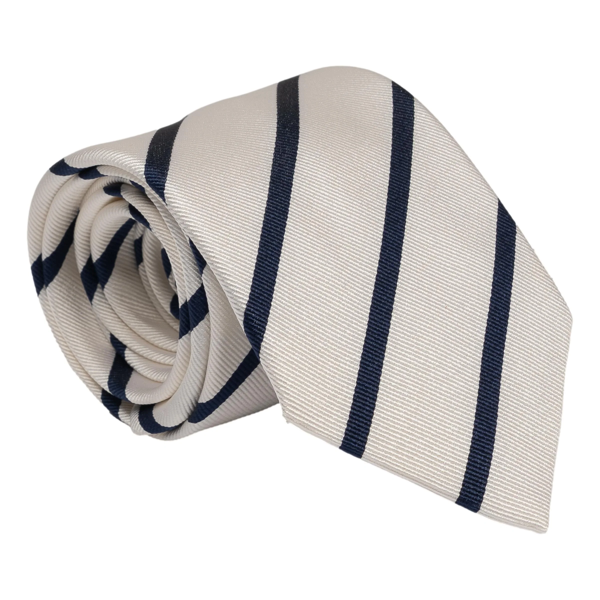 White Ground Repp Stripe Silk Tie - Image 4