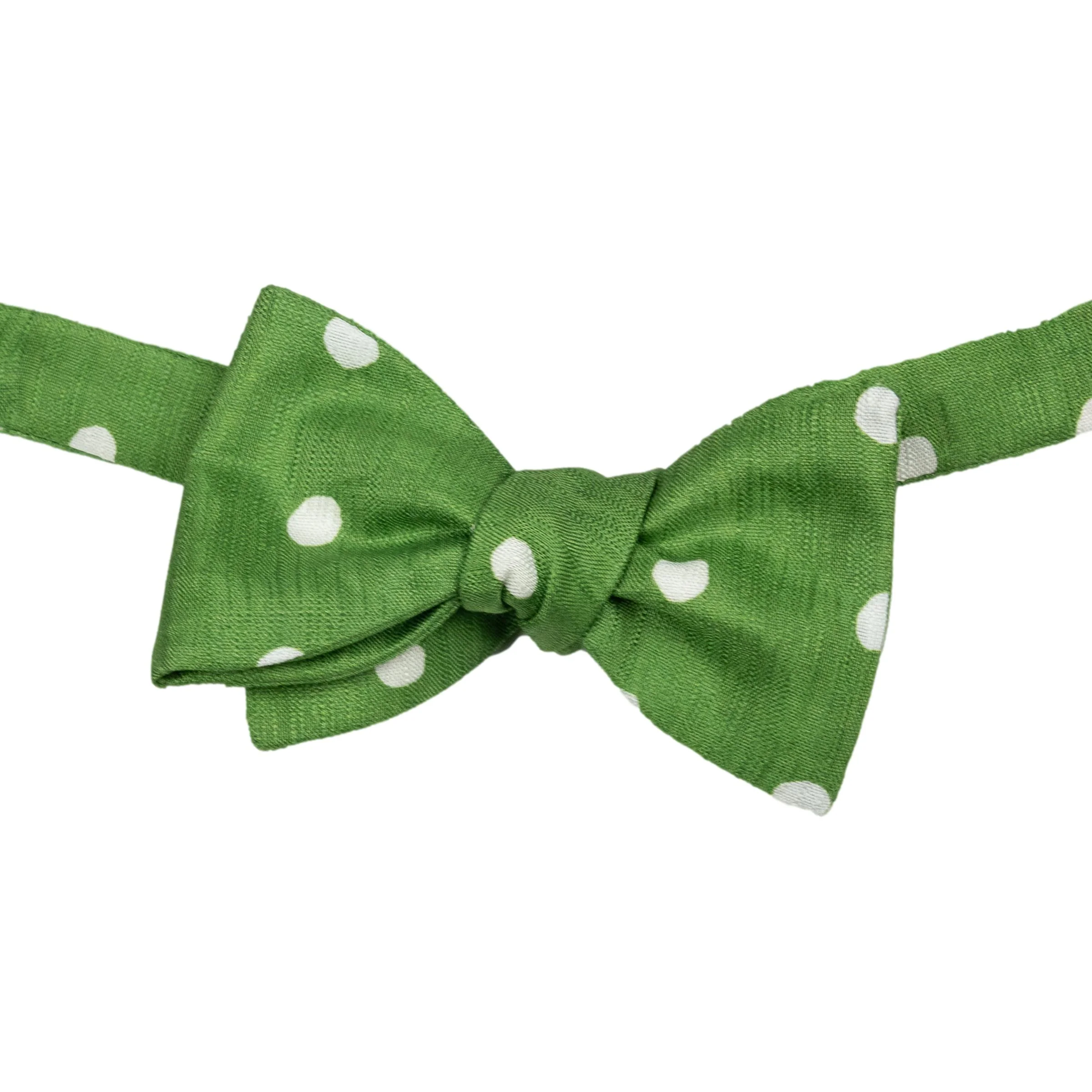 White Polka Dot Silk and Cotton Bow Tie - Image 2