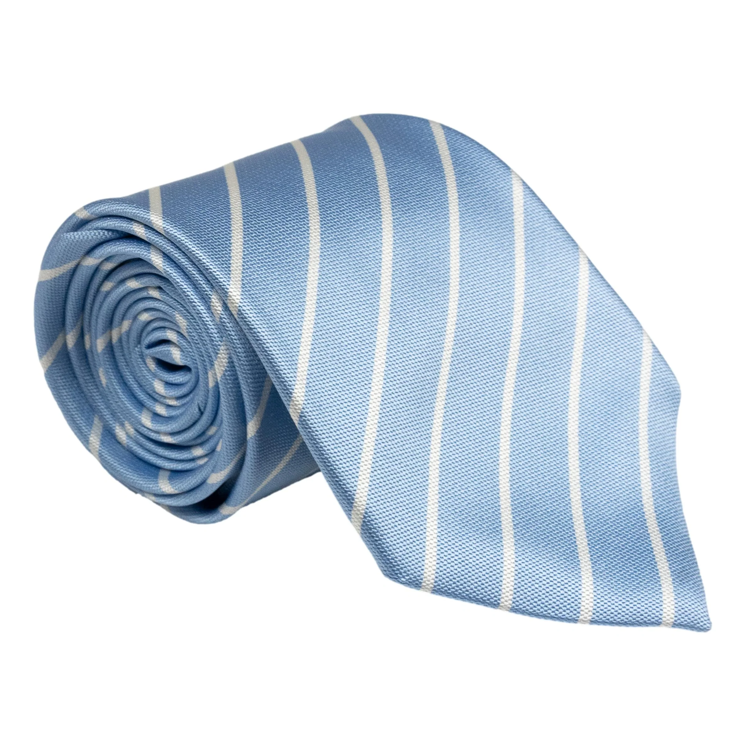 White Repp Stripe with Solid Ground Woven Silk Tie