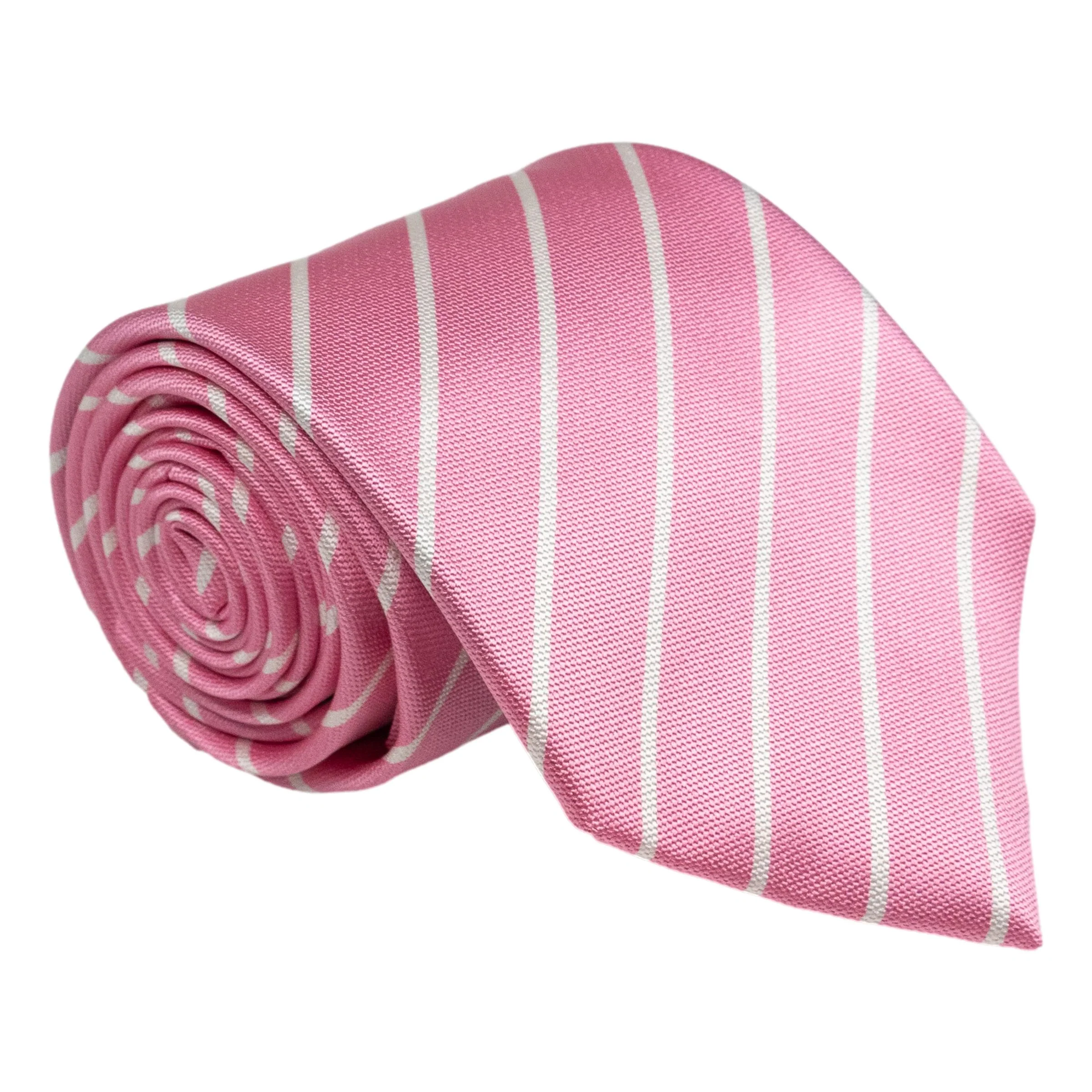 White Repp Stripe with Solid Ground Woven Silk Tie - Image 2