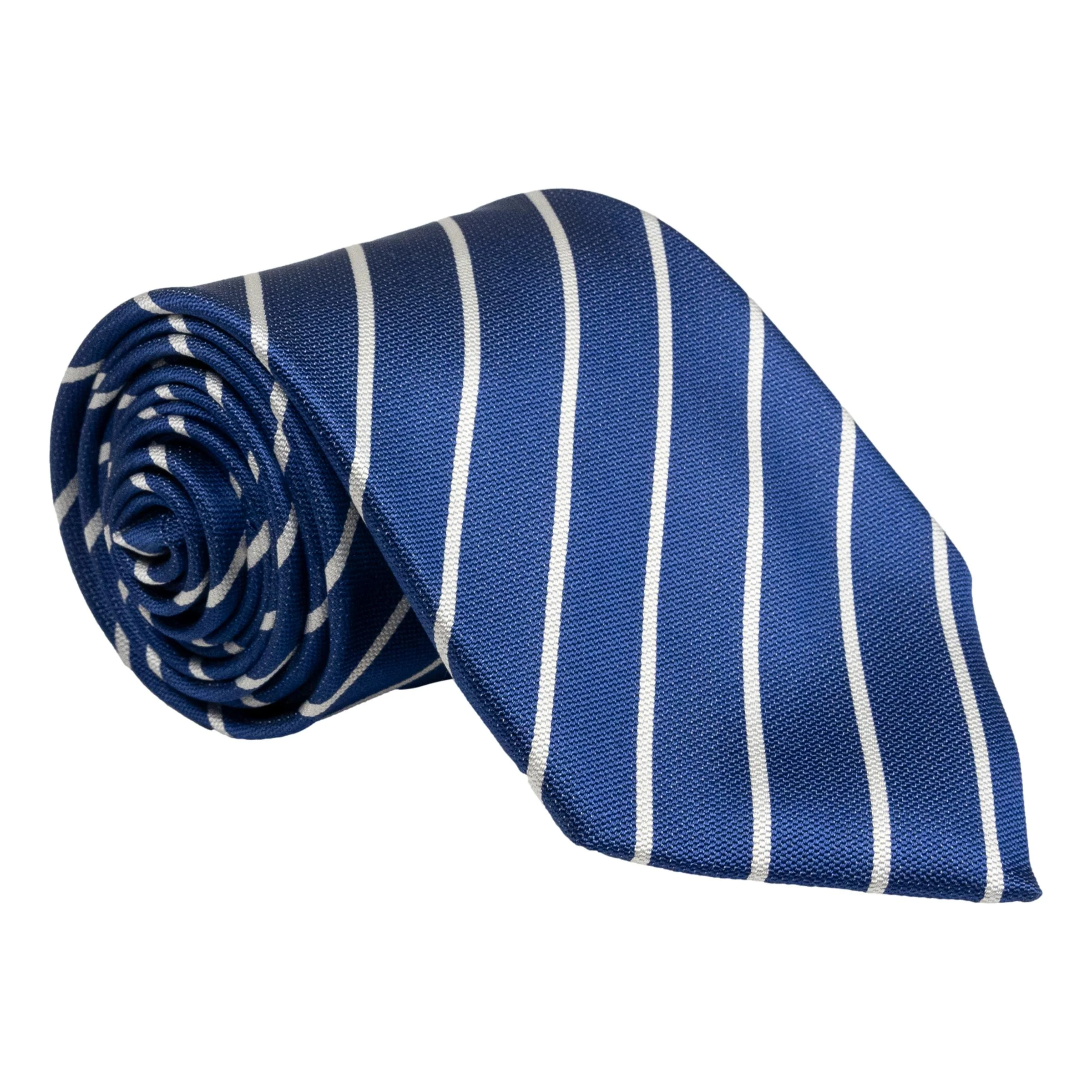 White Repp Stripe with Solid Ground Woven Silk Tie - Image 3