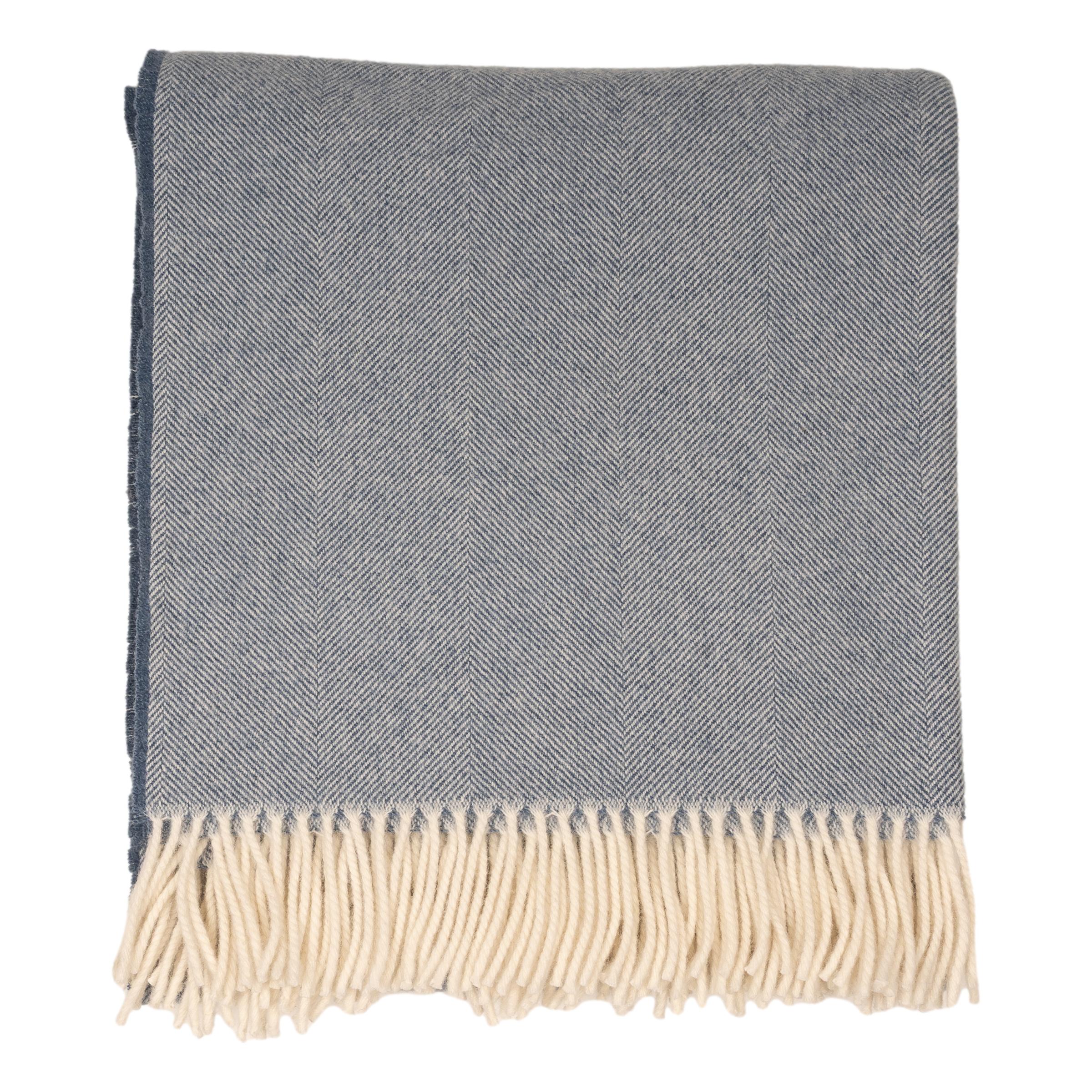 Wide Herringbone Wool Blanket