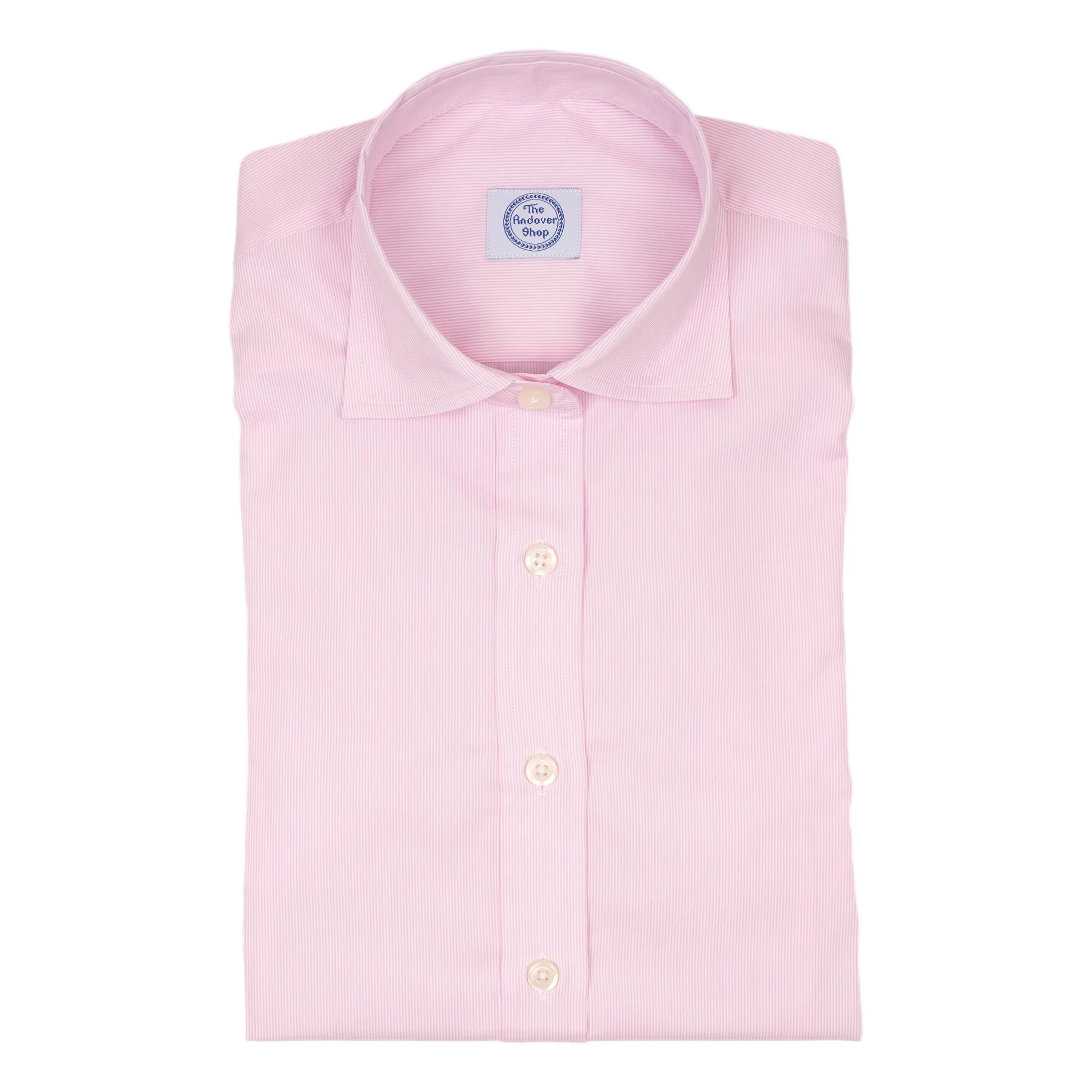 Women's Pink Fine Stripe Broadcloth Spread Collar Shirt