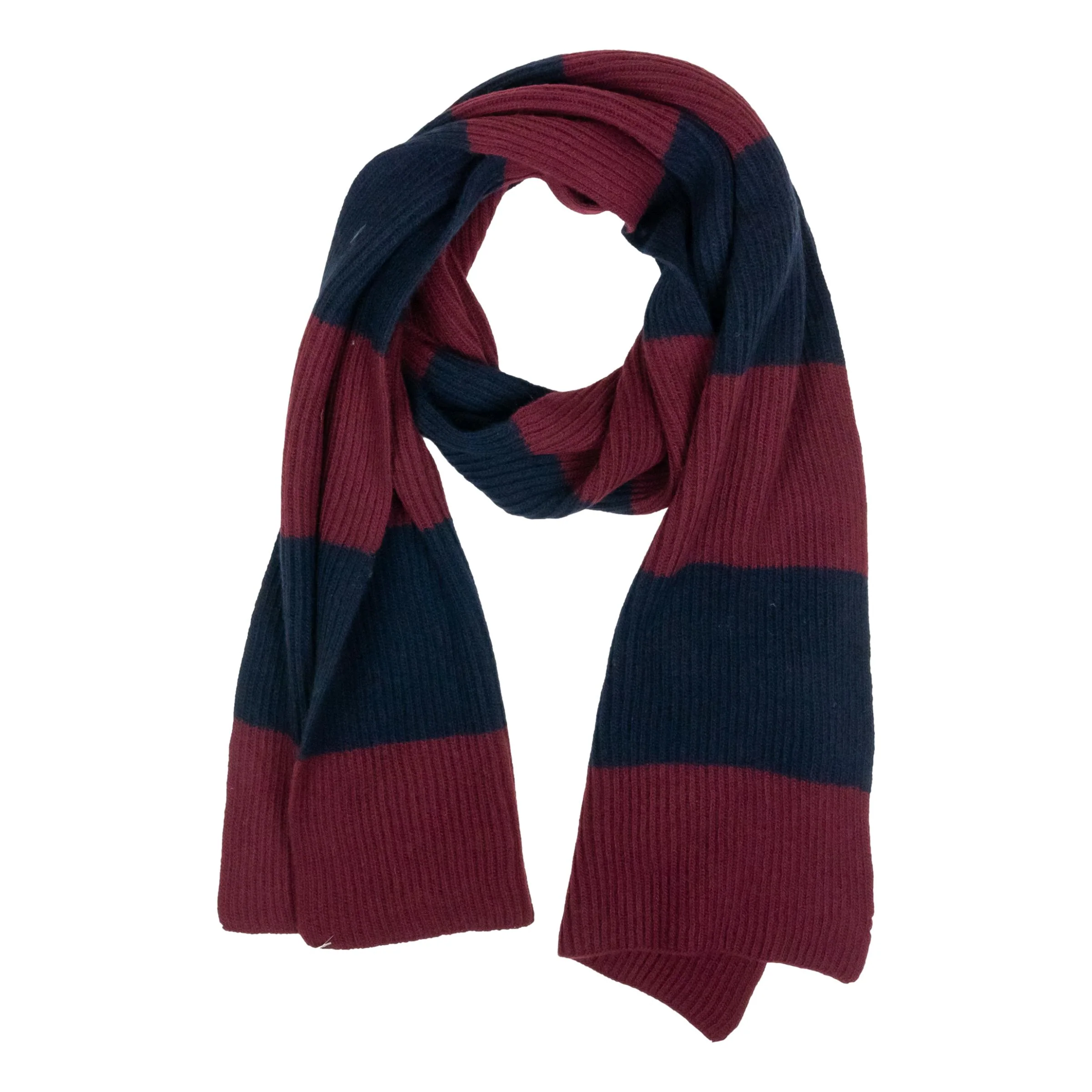 Wool and Cashmere Ribbed Block Stripe Scarf