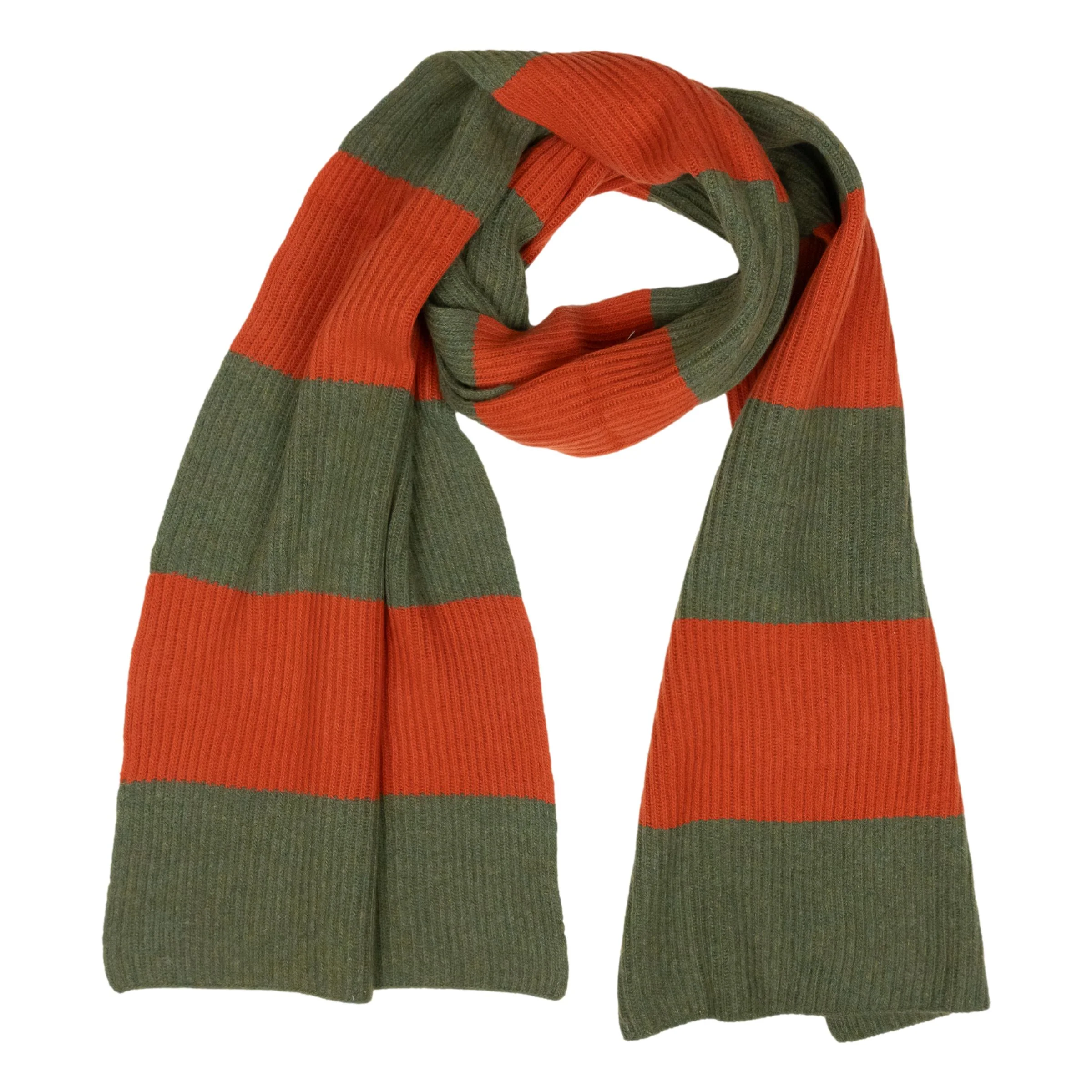 Wool and Cashmere Ribbed Block Stripe Scarf - Image 2