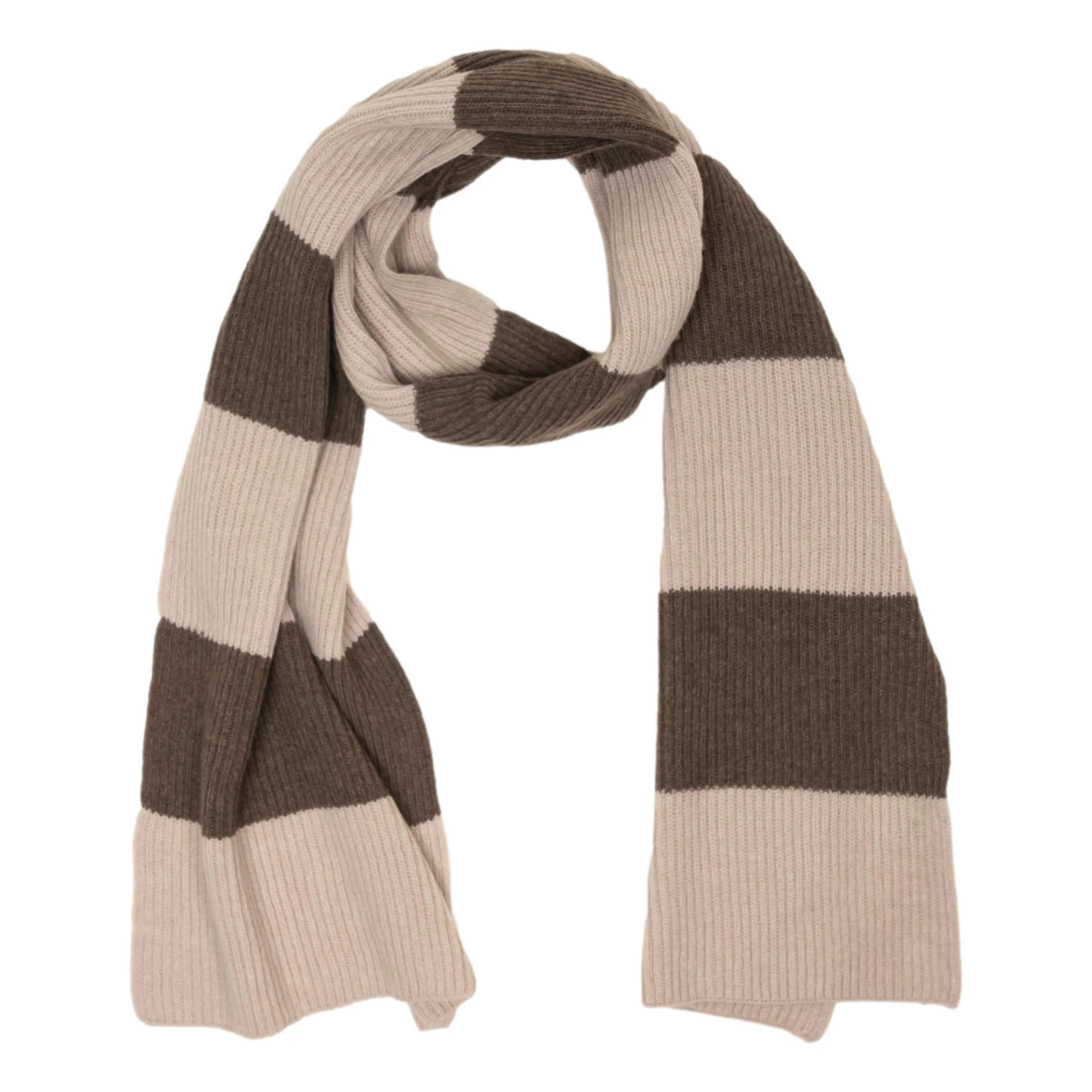 Wool and Cashmere Ribbed Block Stripe Scarf - Image 6