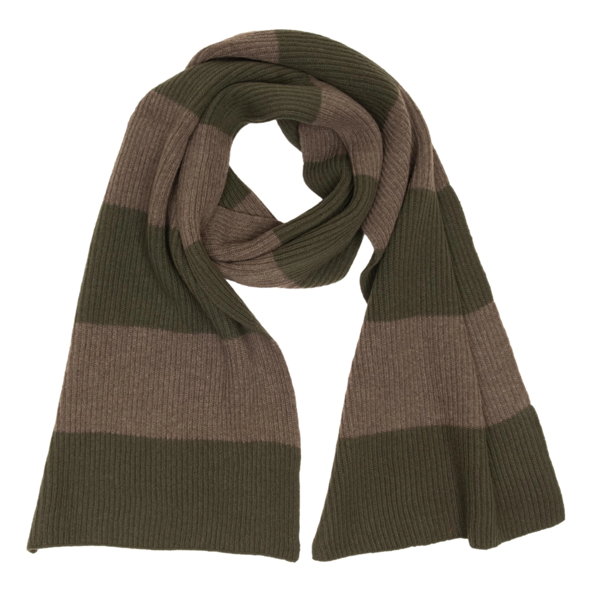 Wool and Cashmere Ribbed Block Stripe Scarf - Image 7