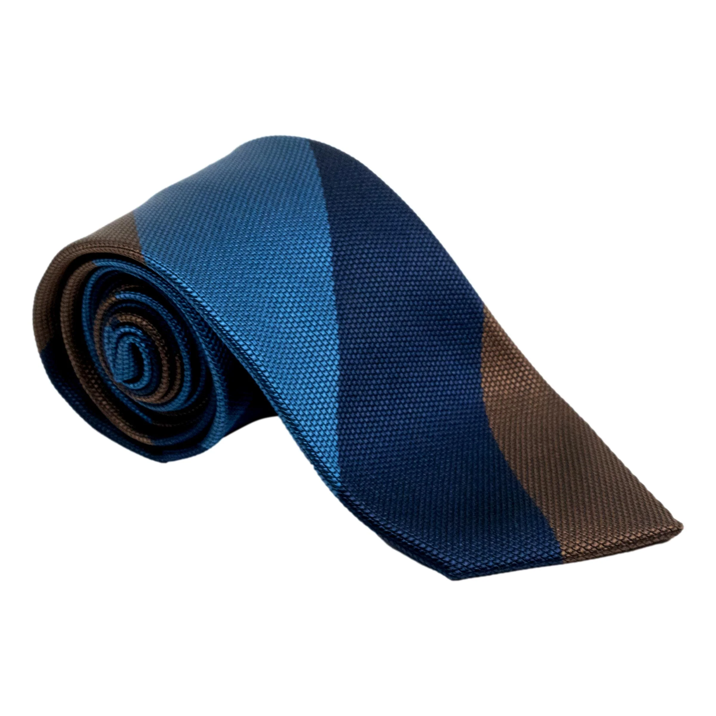 Woven Block Stripe Silk Tie - Image 3